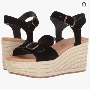 Lucky brand naveah espadrille black wedge sandals. Size 7 1/2